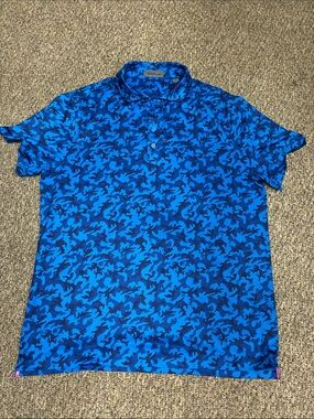 G/FORE Men's Blue Skulls Camouflage Polo